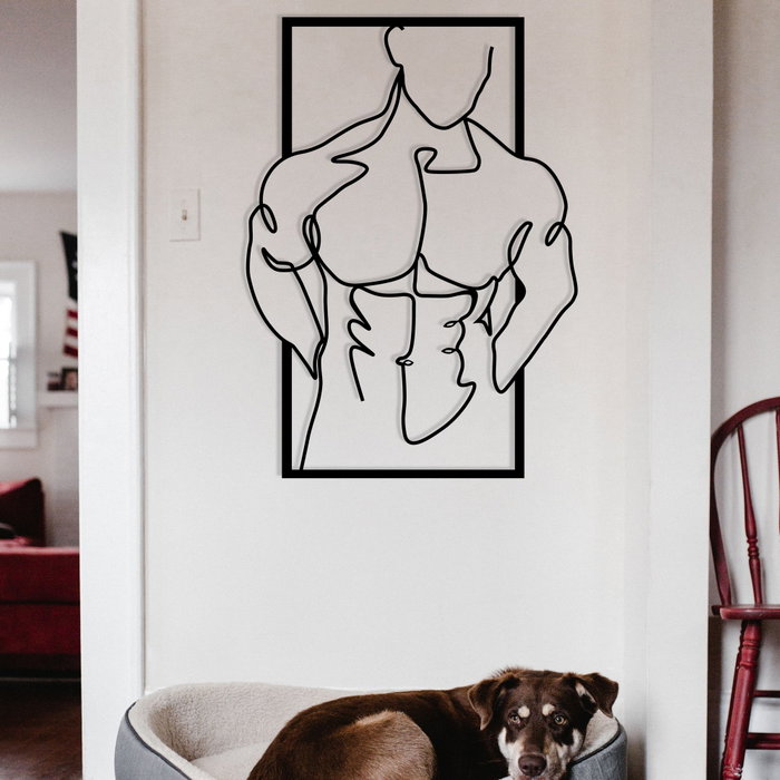 Wallity Muscular Man Escultura de Pared de Metal Negra Wallity Muscular Man Escultura de Pared de Metal Negra